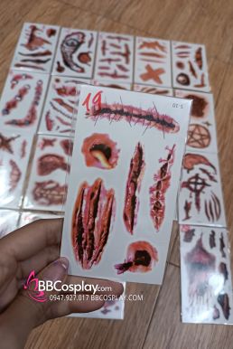 Hình Xăm Dán Halloween - Hình Xăm Sẹo Giả
