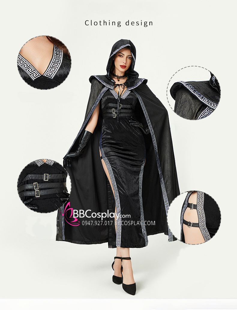 Halloween Trang Phục Phù Thuỷ Urban Warlock Quyền Lực