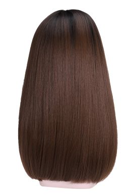 Tóc Giả Nâu Đen Mái Thưa Cúp Nhẹ 65Cm