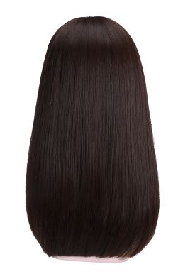 Tóc Giả Nâu Đen Mái Thưa Cúp Nhẹ 65Cm