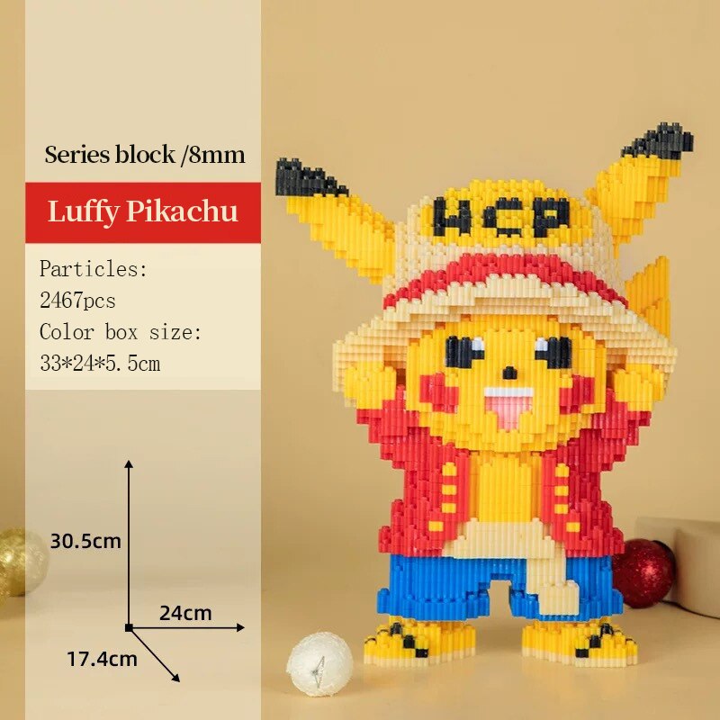 Mô Hình Lắp Ráp Lego Pikachu Cosplay Luffy Dễ Thương