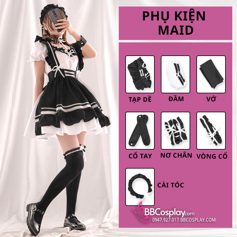 Đồ Nàng Hầu Maid Nikki Tạp Dề Đen