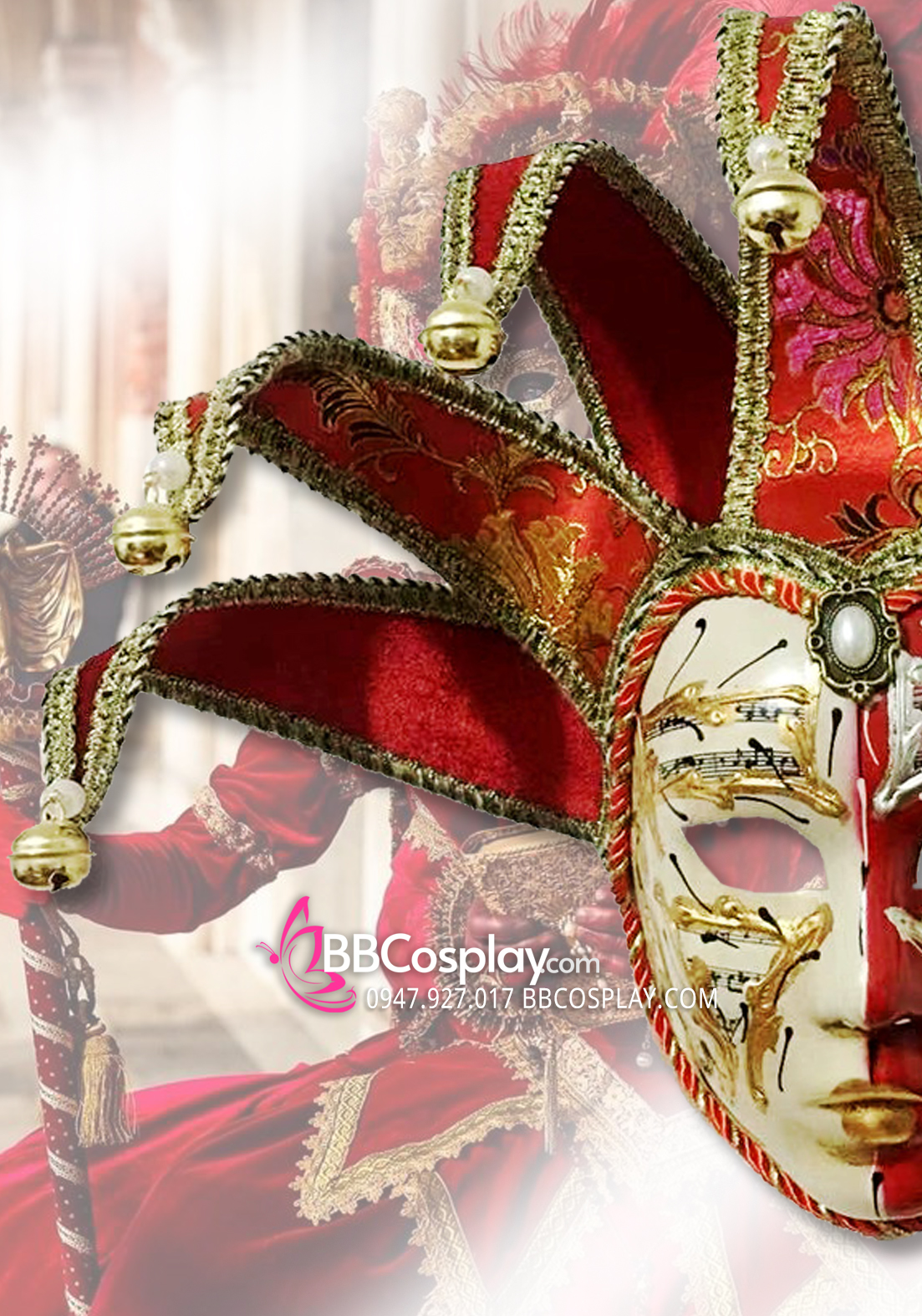 Mặt Nạ Carnaval Venecia - Màu Đỏ