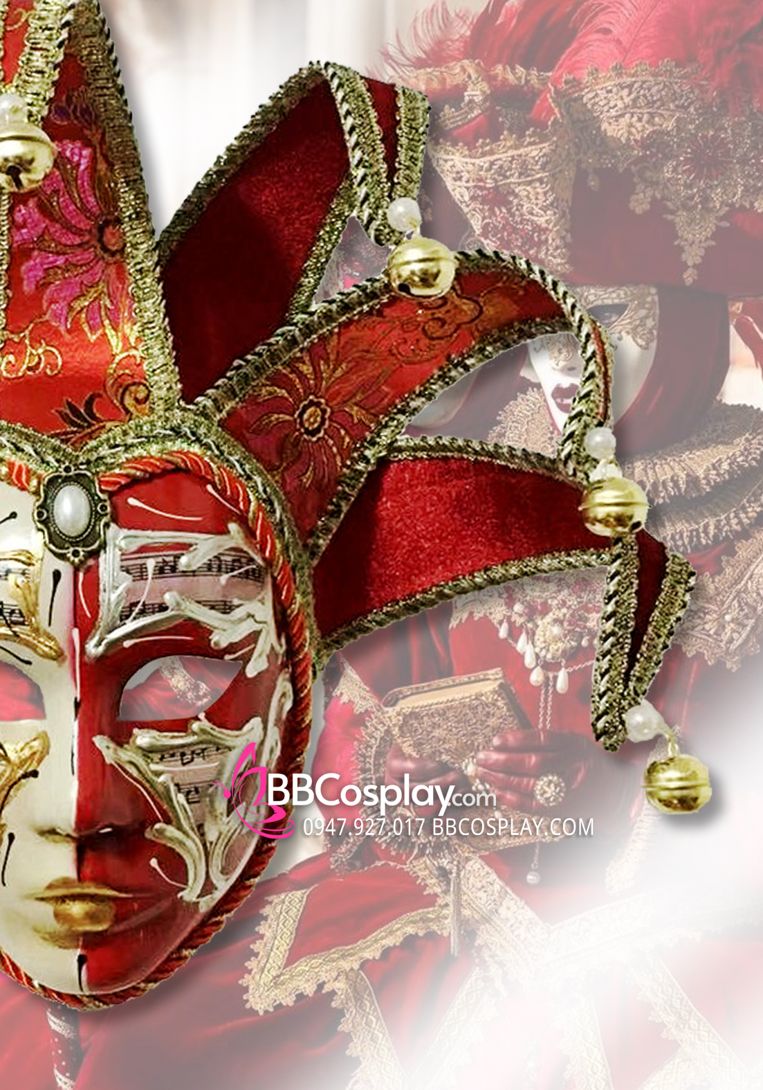Mặt Nạ Carnaval Venecia - Màu Đỏ