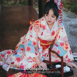 Áo Yukata Nhà Hàng Trà Đạo Nhật Tặng Kèm Thắt Lưng