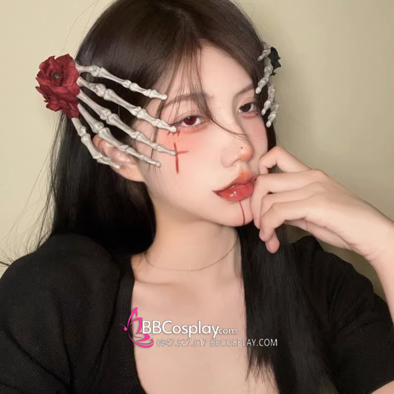 Bàn Tay Xương Cài Tóc Trang Trí Halloween