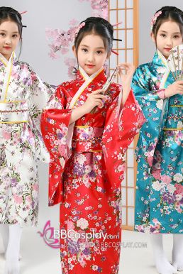 Kimono Nhật Cho Bé Gái - Phi Trắng Hoa