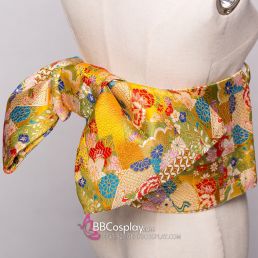 Obi Kimono - Thắt Lưng Kimono Nhật Nơ Gấm Vàng Đậm