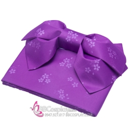 Đai Lưng Kimono Nhật Tím Hồng - Hoạ Tiết Hoa Sakura Lớn