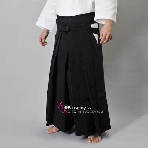 Chỉ Hakama Đen Trơn Chuẩn Nhật