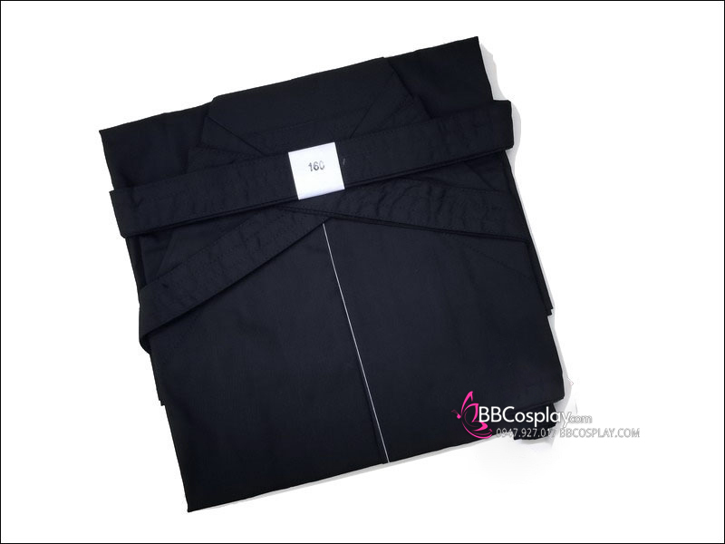 Chỉ Hakama Đen Trơn Chuẩn Nhật