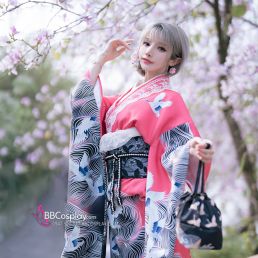 Furisode Kimono Momo No Umi - Sóng Và Hoàng Hôn
