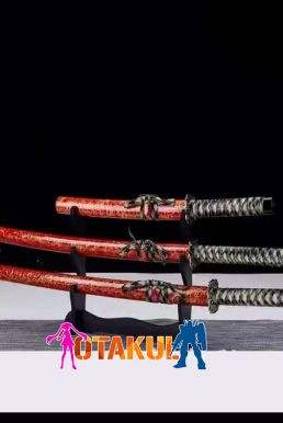 Bộ 3 Kiếm Katana Samurai Đỏ Vân Vàng