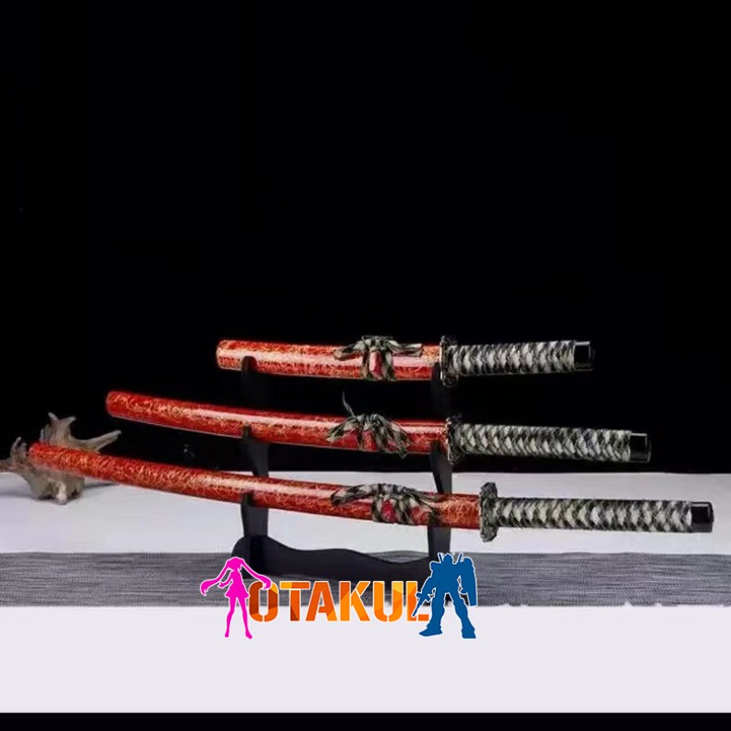 Bộ 3 Kiếm Katana Samurai Đỏ Vân Vàng