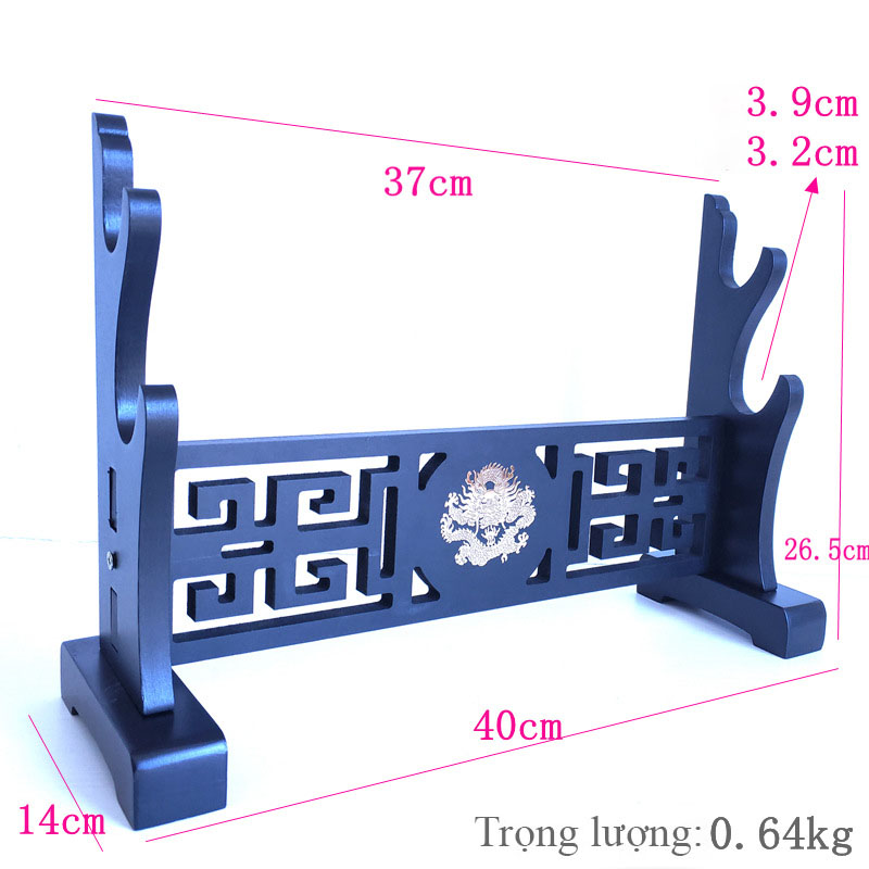 Giá Để Kiếm Để Bàn Màu Đen 4 Tầng Hình Rồng Mạ Vàng Loại Cao Cấp