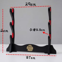 Giá Để Kiếm Gỗ Lót Nhung 3 Tầng Hình Rồng Mạ Vàng