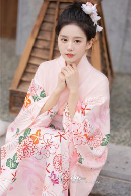 Áo Yukata Kimono Hồng Phấn Tặng Kèm Thắt Lưng