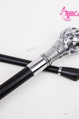 Gậy Quý Tộc Kim Loại Màu Bạc Đầu Tròn Có Lưới
