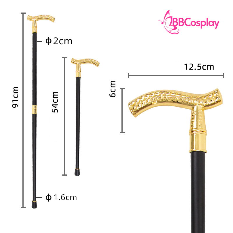 Gậy Quý Tộc Kim Loại Vàng Đầu Dây Xích
