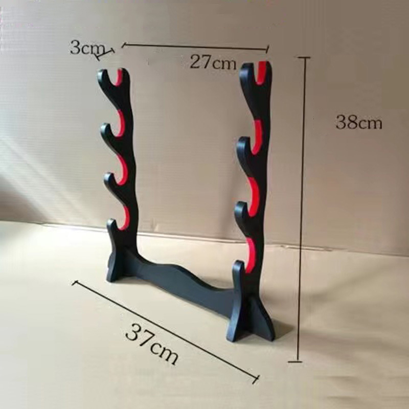 (Hàng Mới Về - HOT) Giá Đỡ Kiếm Để Bàn Gỗ MDF Lót Nhung Đỏ - Kệ Gác Kiếm Gỗ Đen Lót Nhung Đỏ 1 Tầng - 4 Tầng