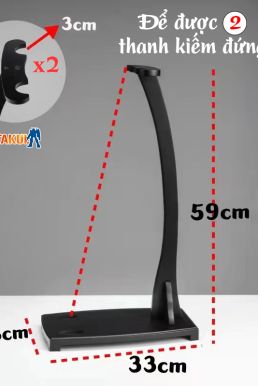 (Hàng Mới Về - HOT) Giá Đỡ Kiếm Để Bàn Đế Vuông 2 Kiếm Gỗ MDF Cao 59Cm