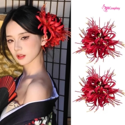 Kẹp Tóc Hoa Bỉ Ngạn Đỏ - Kẹp Tóc Chụp Ảnh