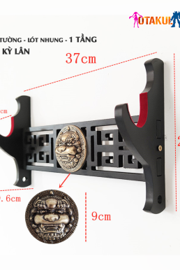 Giá Để Kiếm Treo Tường 1 Tầng CNC Khắc Hoạ Tiết Kỳ Lân Nổi 3D - Vẻ Đẹp Uy Quyền Và Sang Trọng