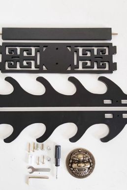 Giá Để Kiếm Treo Tường 1 Tầng CNC Khắc Hoạ Tiết Kỳ Lân Nổi 3D - Vẻ Đẹp Uy Quyền Và Sang Trọng