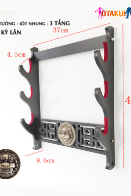 Giá Để Kiếm Treo Tường 1 Tầng CNC Khắc Hoạ Tiết Kỳ Lân Nổi 3D - Vẻ Đẹp Uy Quyền Và Sang Trọng