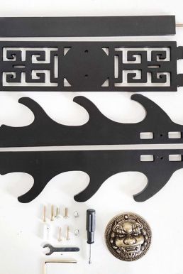 Giá Để Kiếm Treo Tường 1 Tầng CNC Khắc Hoạ Tiết Kỳ Lân Nổi 3D - Vẻ Đẹp Uy Quyền Và Sang Trọng