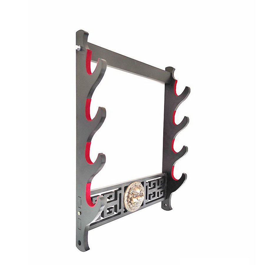 Giá Để Kiếm Treo Tường 1 Tầng CNC Khắc Hoạ Tiết Kỳ Lân Nổi 3D - Vẻ Đẹp Uy Quyền Và Sang Trọng