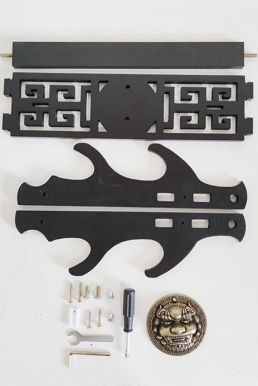 Giá Để Kiếm Treo Tường 2 Tầng CNC Khắc Hoạ Tiết Kỳ Lân Nổi 3D - Vẻ Đẹp Uy Quyền Và Sang Trọng