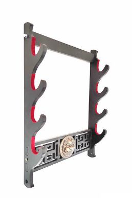 Giá Để Kiếm Treo Tường 2 Tầng CNC Khắc Hoạ Tiết Kỳ Lân Nổi 3D - Vẻ Đẹp Uy Quyền Và Sang Trọng