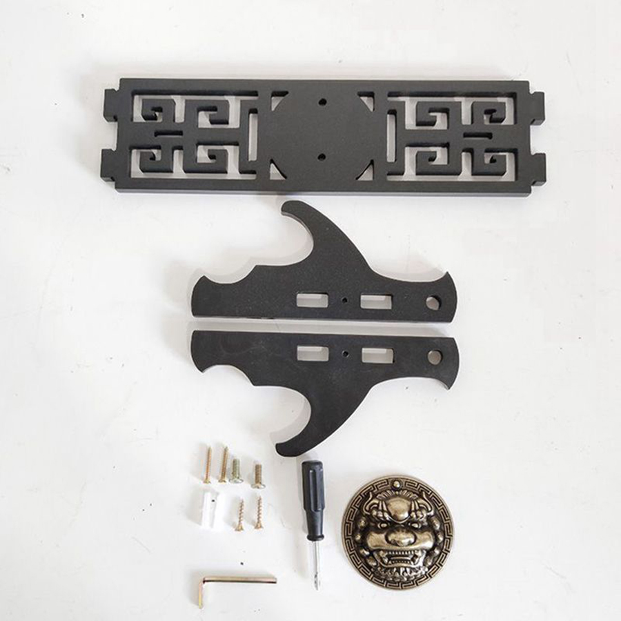 Giá Để Kiếm Treo Tường 2 Tầng CNC Khắc Hoạ Tiết Kỳ Lân Nổi 3D - Vẻ Đẹp Uy Quyền Và Sang Trọng