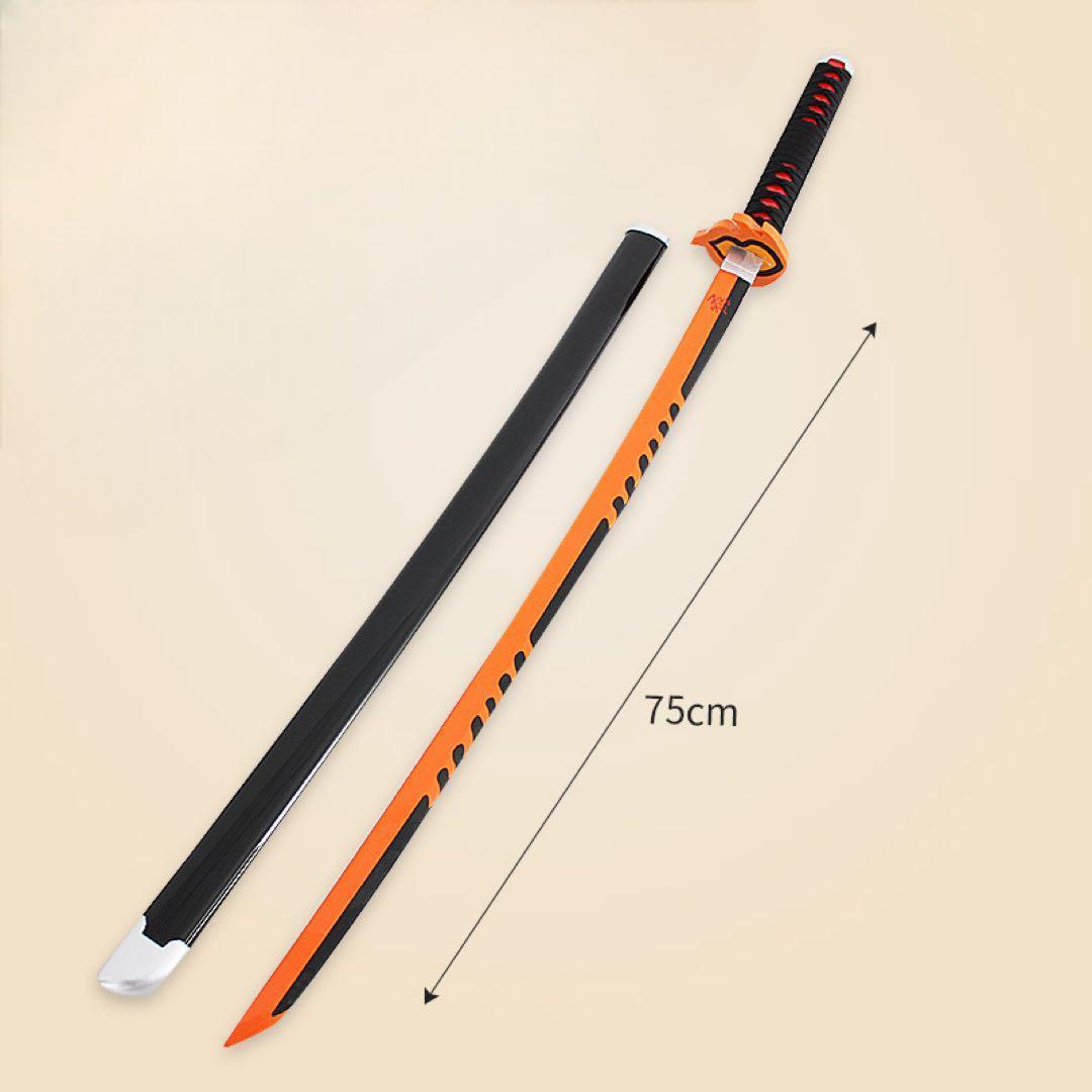 Kiếm Gỗ Luân Kiếm Viêm Trụ Rengoku Lưỡi Cam Đen - Kimetsu No Yaiba