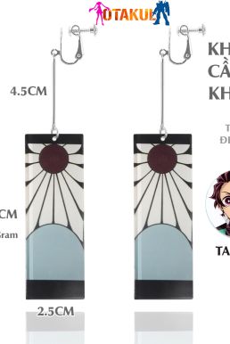 Cặp Bông Tai Kẹp Vành Chuẩn Trong Anime- Hóa Trang Nhân Vật Kimetsu No Yaiba Tanjirou Kamado - Không Cần Xỏ Khuyên Vẫn Đeo Được