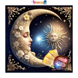 Thảm Trải Bài Fiber Mặt Trăng Ôm Mặt Trời 75*75Cm - Dùng Bói Bài Tarot - Bói Bài Sakura