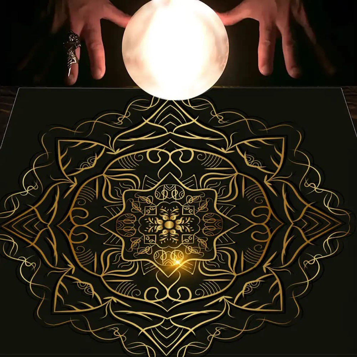 Thảm Trải Bài Fiber Cảm Hứng Mạn Đà La 75*75Cm - Dùng Bói Bài Tarot - Bói Bài Sakura