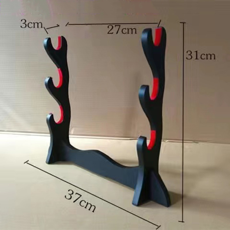 Giá Đỡ Kiếm Để Bàn Gỗ MDF Lót Nhung Đỏ 3 Tầng