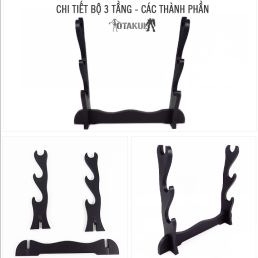 Giá Để Kiếm Gỗ 3 Tầng Đen Nhám Gỗ MDF