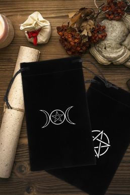 Túi Đựng Bài Tarot Đen Nhung Mịn Màng - Trăng Đôi