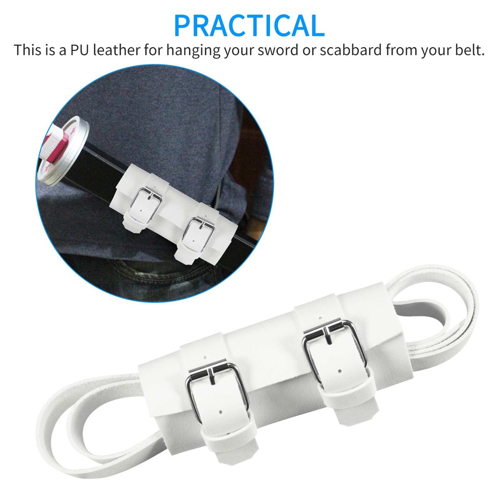 Thắt Lưng Đeo Kiếm - Đai Da Đeo Kiếm - Thắt Lưng Gắn Bao Kiếm - Loại 1 Kiếm Cao Cấp Màu Trắng (Dây Rút)