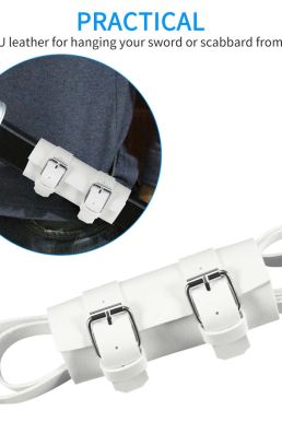 Thắt Lưng Đeo Kiếm - Đai Da Đeo Kiếm - Thắt Lưng Gắn Bao Kiếm - Loại 1 Kiếm Cao Cấp Màu Trắng (Dây Rút)