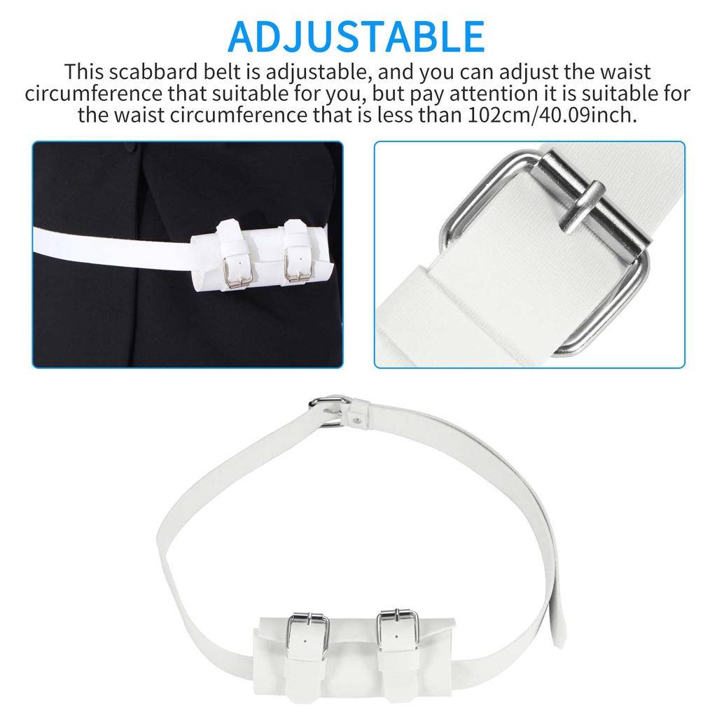 Thắt Lưng Đeo Kiếm - Đai Da Đeo Kiếm - Thắt Lưng Gắn Bao Kiếm - Loại 1 Kiếm Cao Cấp Màu Trắng (Dây Rút)