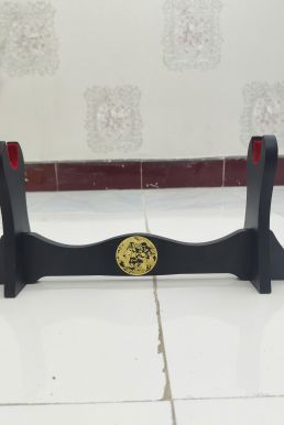 Giá Để Kiếm Gỗ Để Bàn Lót Nhung 1 Tầng Hình Long Phụng Mạ Vàng