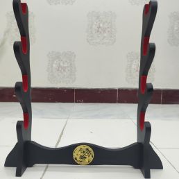 Giá Để Kiếm Gỗ Để Bàn Lót Nhung 4 Tầng Hình Long Phụng Mạ Vàng