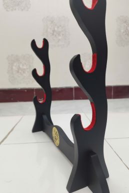 Giá Để Kiếm Gỗ Để Bàn Lót Nhung 4 Tầng Hình Long Phụng Mạ Vàng