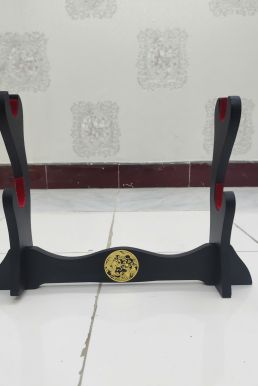 Giá Để Kiếm Gỗ Để Bàn Lót Nhung 4 Tầng Hình Long Phụng Mạ Vàng