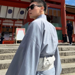 Nagagi Xanh Nhạt Trơn - Yukata Nam Xanh AOI