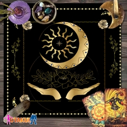 Thảm Trải Bài Fiber Nhật Nguyệt Pháp Luân - Dùng Bói Bài Tarot - Bói Bài Sakura